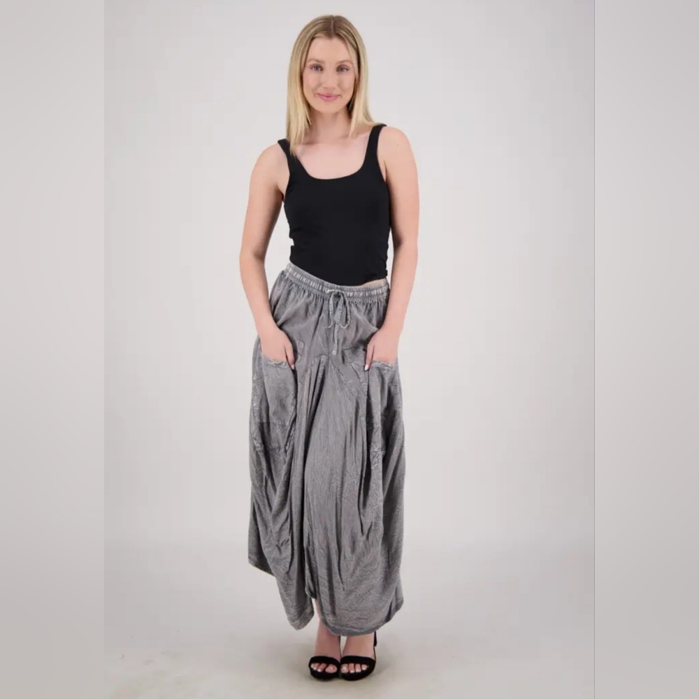 Elegant Boho Gray Maxi Skirt